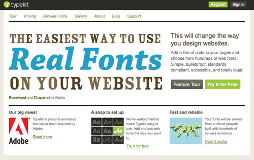 Typekit webpage