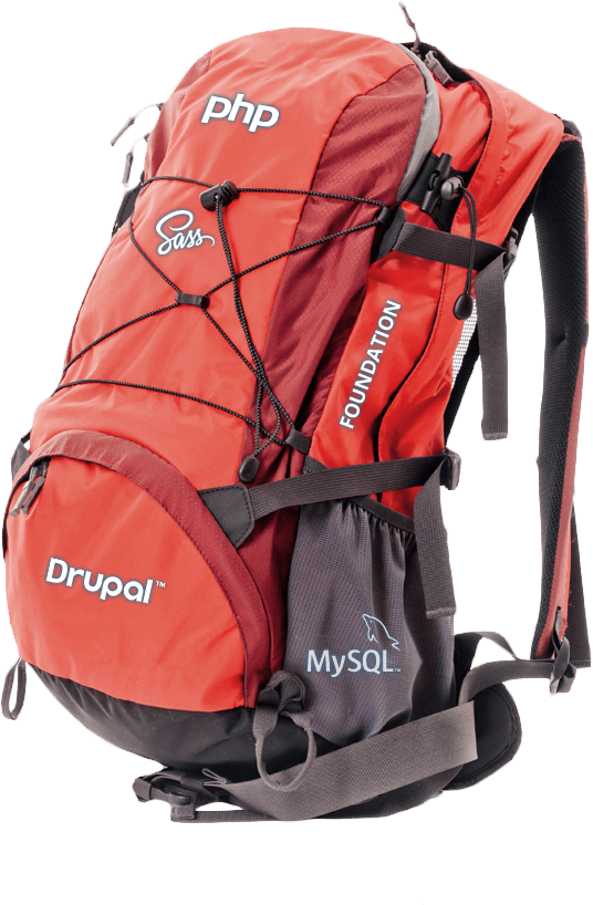 php, sass, and Drupal backpack image