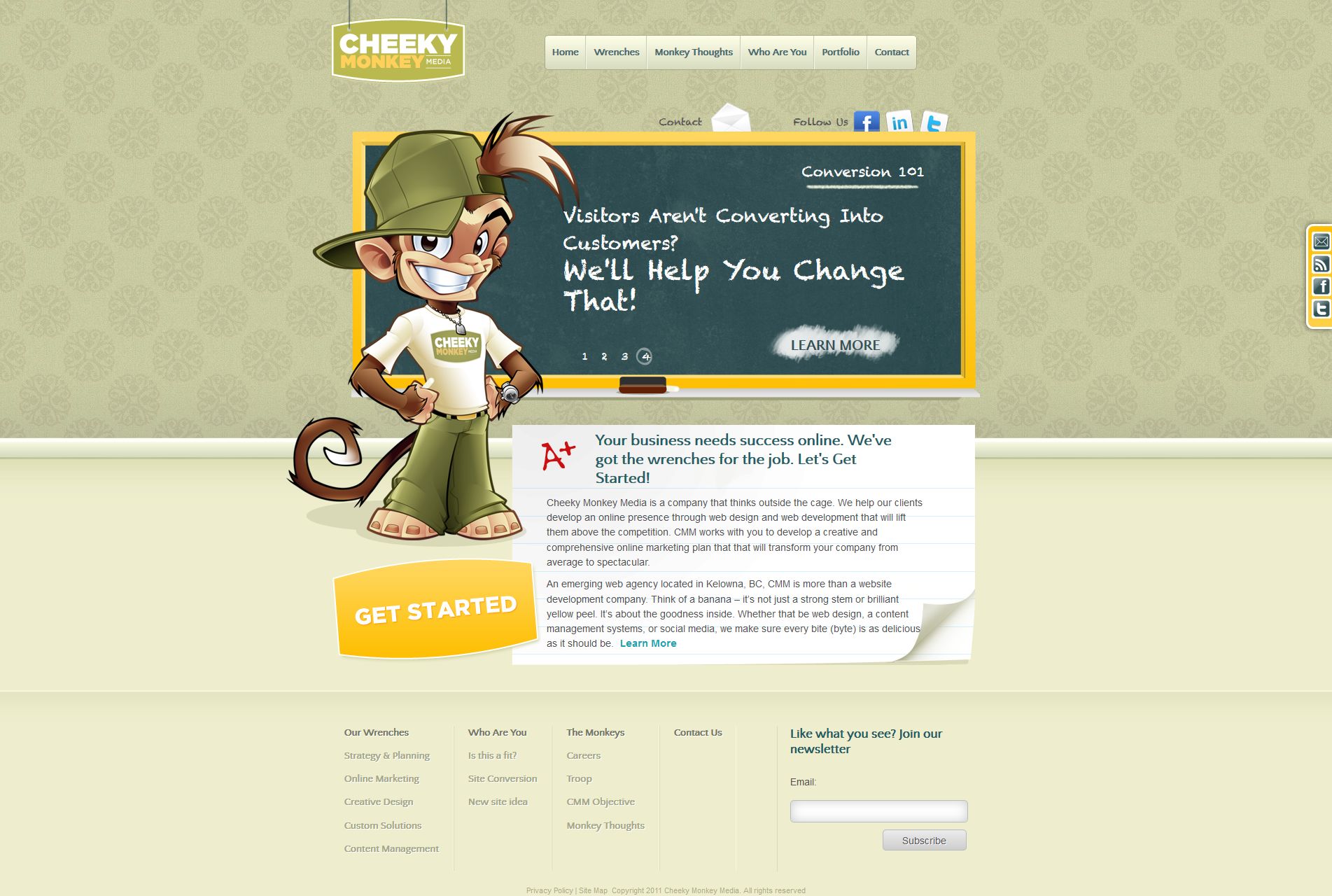 Cheeky Monkey Media's website old image