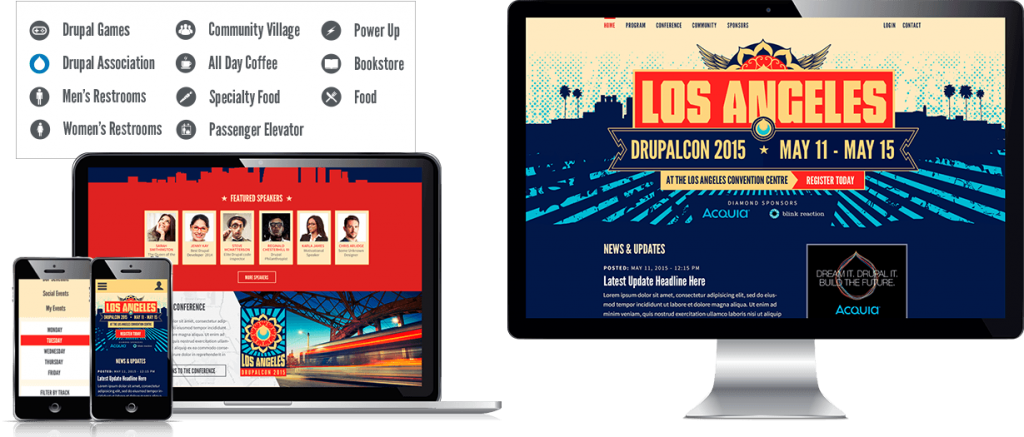DrupalCon Website Design 2015 mockups