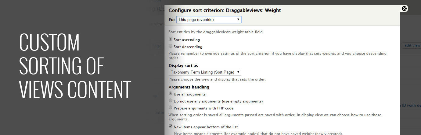custom sorting of views Custom Sorting of Views Content banner