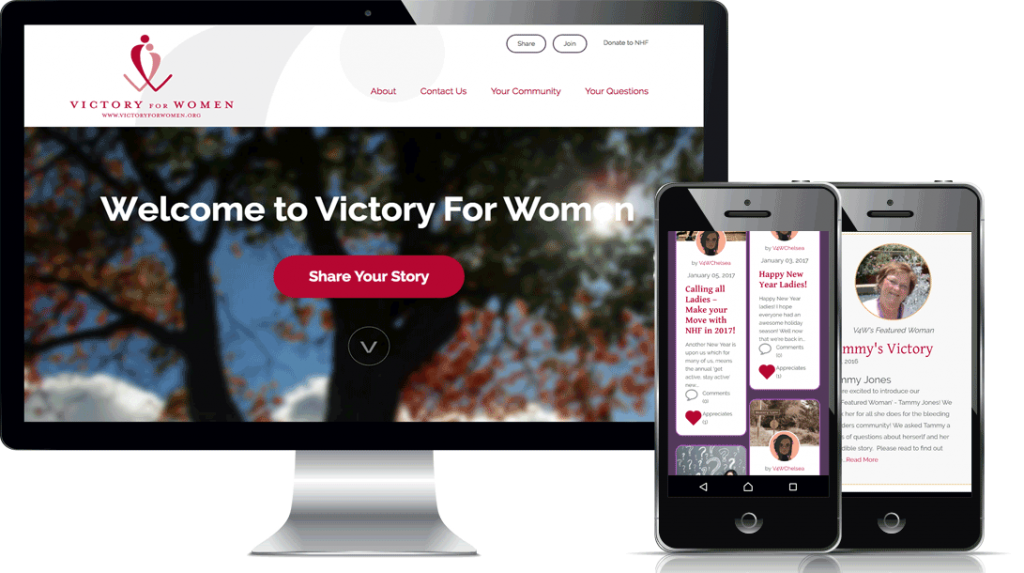 Victory for Women - Desktop and Mobile website mockup