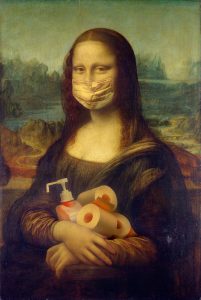 The Monalisa wearing a medical mask