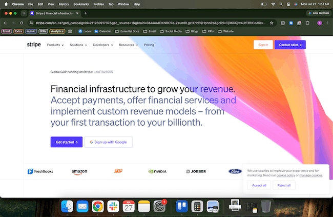 stripe website homepage screenshot