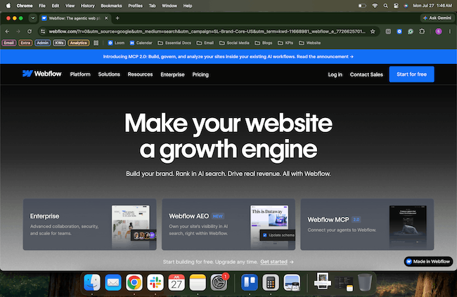 webflow website homepage screenshot